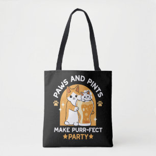 Tote Bag Fête de la bière colorée fête du chat - Pâtes et p