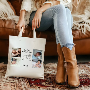 Tote Bag Fête de la Première Mère personnalisée Photo Colla