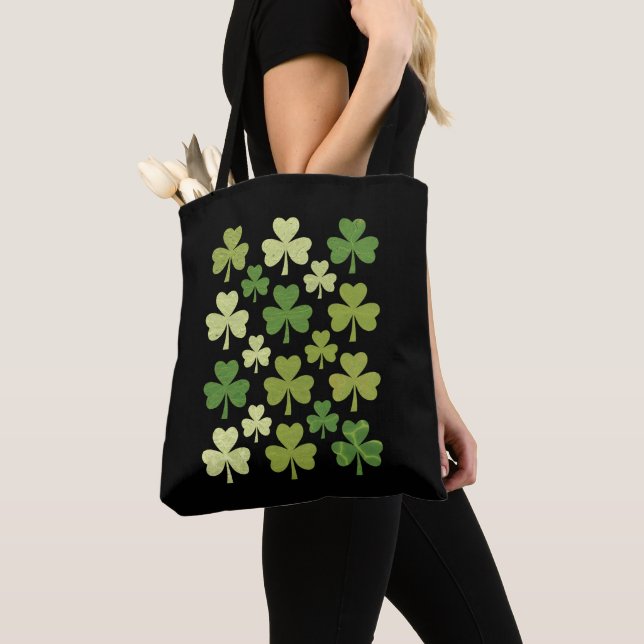 Tote Bag Fête de la Saint-Patrick Cœur Trèfle Chanceux Trèf (De près)