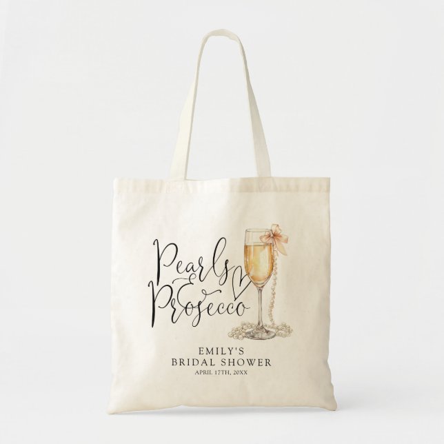 Tote Bag Fête de mariage avec perles et prosecco (Devant)