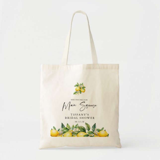 Tote Bag Fête de mariage moderne d'été au citron citrus (Devant)