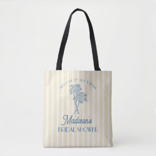 Tote Bag Fête de mariage thème plage pastel et palmiers jau