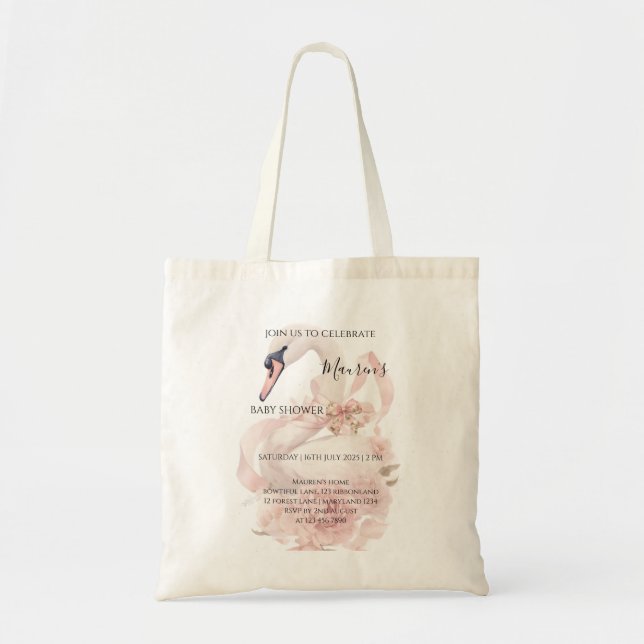 Tote Bag Fête de naissance fille à l'arc rose (Devant)