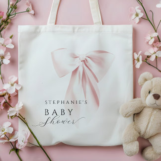 Tote Bag Fête de Naissance Ruban Rose Pâle 