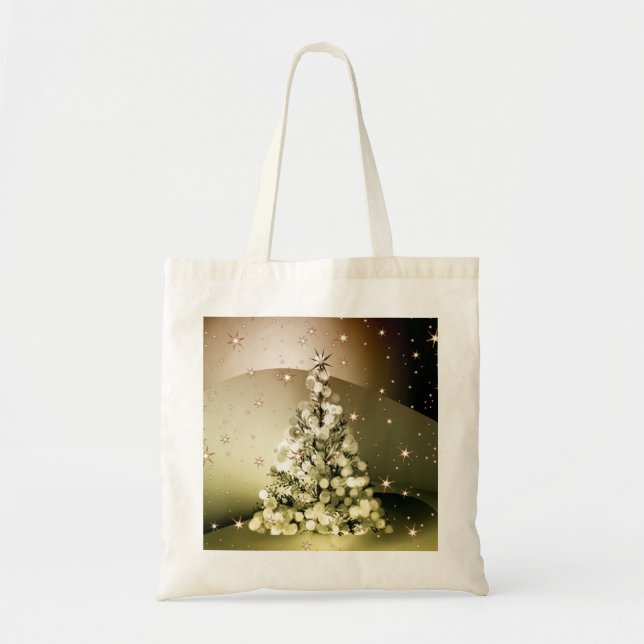Tote Bag Fête de Noël Arbre d'Or brillant Étincelles (Devant)