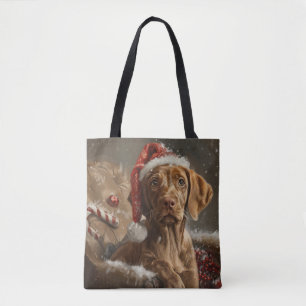 Tote Bag Fête de Noël de Chien Vizsla