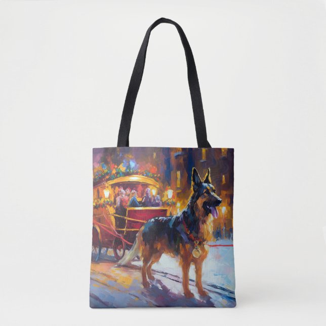 Tote Bag Fête de Noël des bergers allemands (Devant)