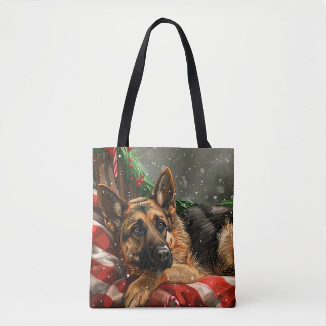 Tote Bag Fête de Noël du berger allemand Chien (Devant)
