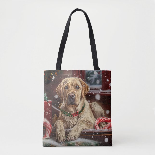 Tote Bag Fête de Noël du chien du Labrador (Devant)