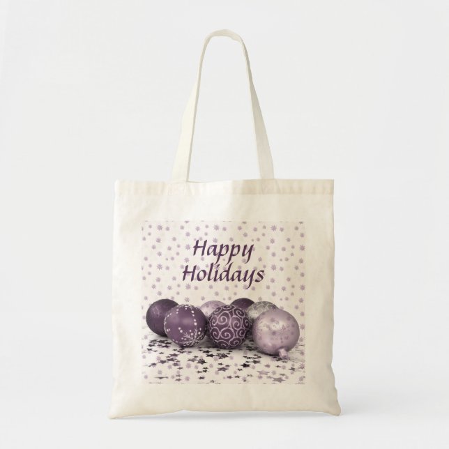 Tote Bag Fête de Noël Rose violet ornements Flocon de neige (Devant)