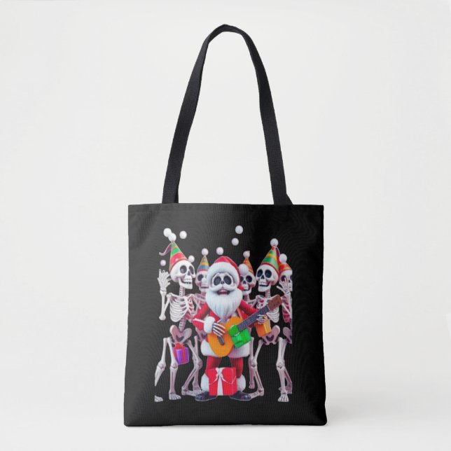 Tote Bag **Fête de Noël squelette – Squelette de Noël 3D dr (Devant)