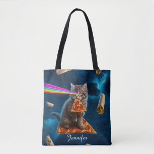 Tote Bag Fête de pizza de chat laser