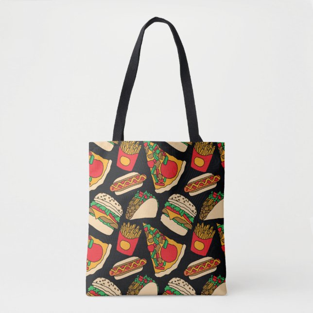 Tote Bag Fête de Restauration Rapide : Isolement Motif Vint (Devant)