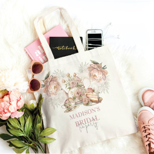 Tote Bag Fête de thé élégante et personnalisée pour la mari