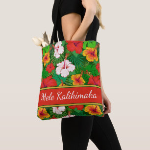 Tote Bag Fête des fleurs hawaïennes colorées de Mele Kal