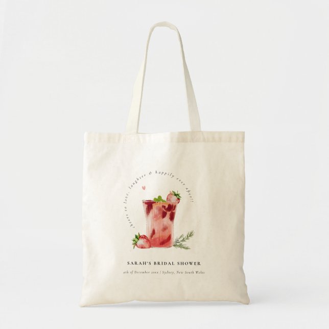 Tote Bag Fête des mariées Cocktail fraise rose Margarita (Devant)
