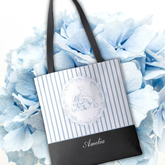 Tote Bag Fête des mariées - Elégant bleu Personnalisé Maria (Créateur téléchargé)