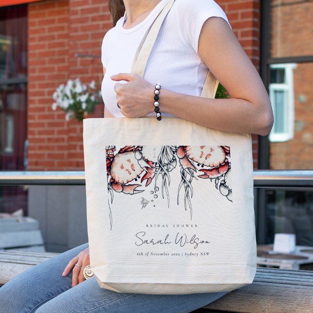 Tote Bag Fête des mariées nautique du crabe sous-marin de l (Créateur téléchargé)
