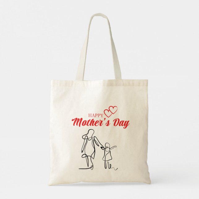 Tote Bag Fête des mères Ligne Art Coussin - Maman & Child L (Dos)