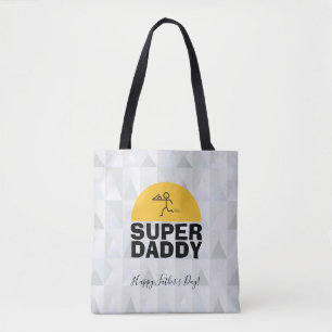 Tote Bag Fête des pères design moderne "SUPER DAD" tendan
