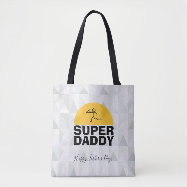 Tote Bag Fête des pères Design moderne "SUPER DAD" tendance (Devant)