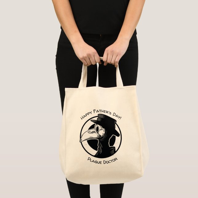 Tote Bag Fête des pères Plague Doctor Bird Mask B/W Steampu (Devant (produit))