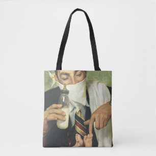 Tote Bag Fête des Pères vintage, papa donnant un biberon à