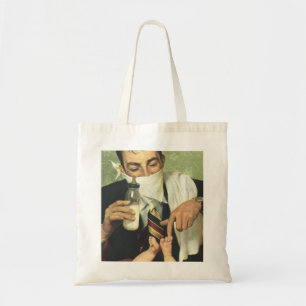 Tote Bag Fête des Pères vintage, papa donnant un biberon à