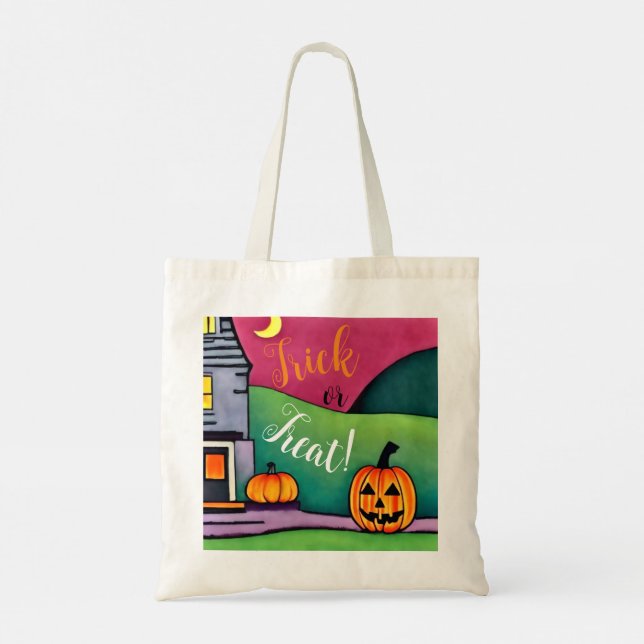 Tote Bag Fête d'Halloween et tour ou traiter citrouille (Dos)