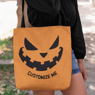 Tote Bag Fête d'Halloween Orange Personnalisé Jack-o'-lante