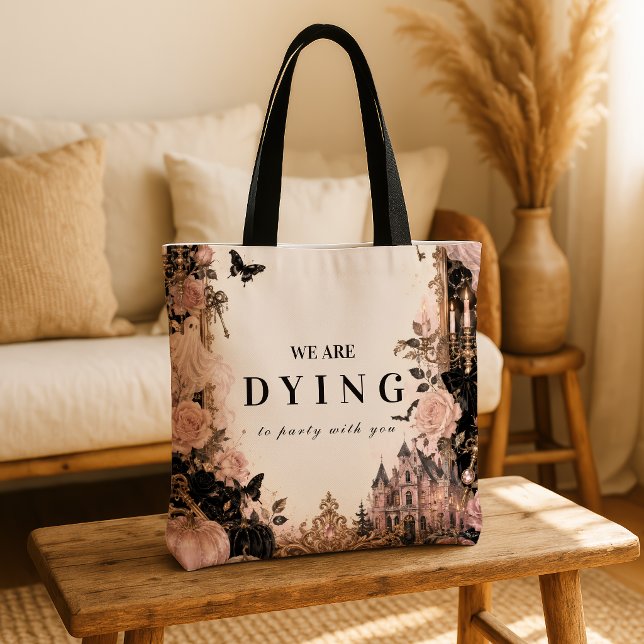 Tote Bag Fête d'Halloween Rose Élégante (Créateur téléchargé)