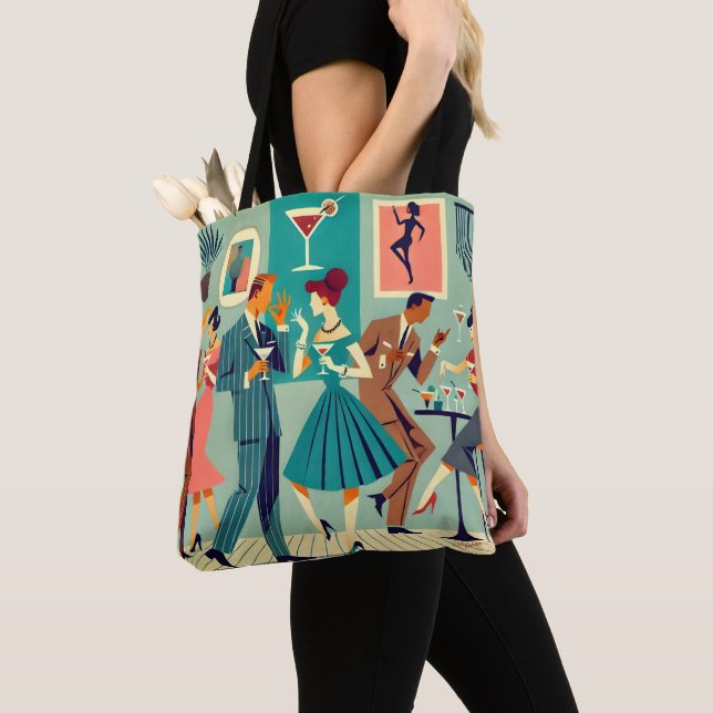Tote Bag Fête Mid Century Modern La Danse du Martini (De près)