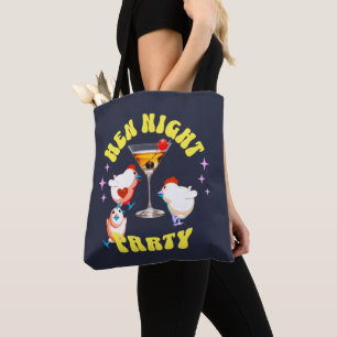 Tote Bag Fête nocturne des poules drôles Poulet drôle