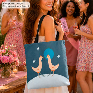 Tote Bag Fête Nocturne des Poules Lune Drôle de Poulet