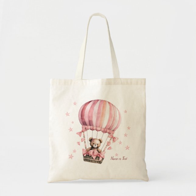 Tote Bag Fête ours en peluche rose mignon ballon à air chau (Devant)