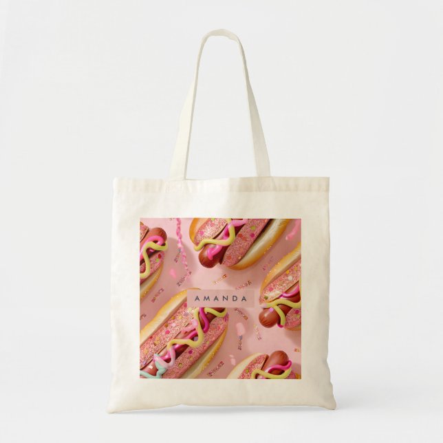 Tote Bag Fête personnalisée de hot-dogs scintillants et fan (Devant)