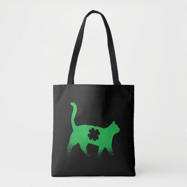 Tote Bag Fête Saint-Patricks Shamrock Chat (Devant)