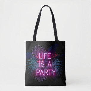 Tote Bag Fête tropicale, feuilles de néon de palme.
