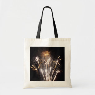 Tote Bag Feu d'artifice blanc et or II Fête patriotique