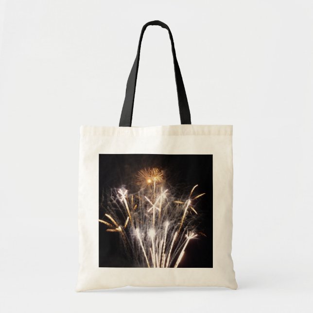 Tote Bag Feu d'artifice blanc et or II Fête patriotique (Devant)