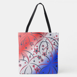 Tote Bag Feu d'artifice en bleu blanc rouge