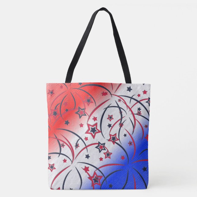 Tote Bag Feu d'artifice en bleu blanc rouge (Devant)