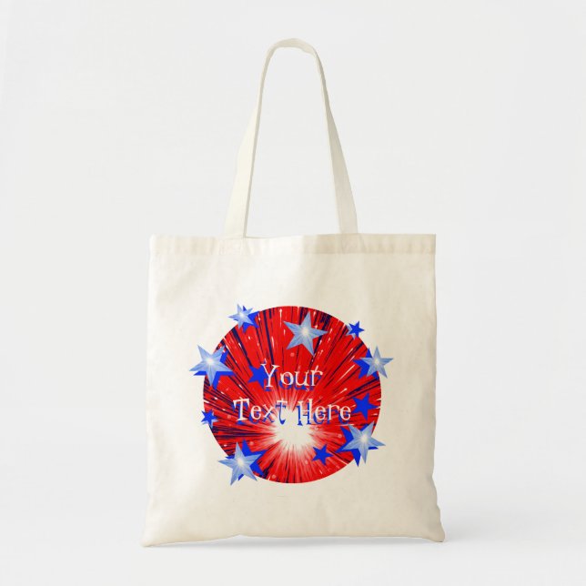 Tote Bag Feu d'artifice Rouge Blanc Bleu Arrondi 'Votre Tex (Devant)