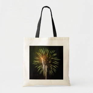 Tote Bag Feu d'artifice vert et or Fête de vacances