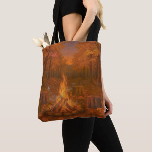 Tote Bag Feu de joie d'automne crépusculaire