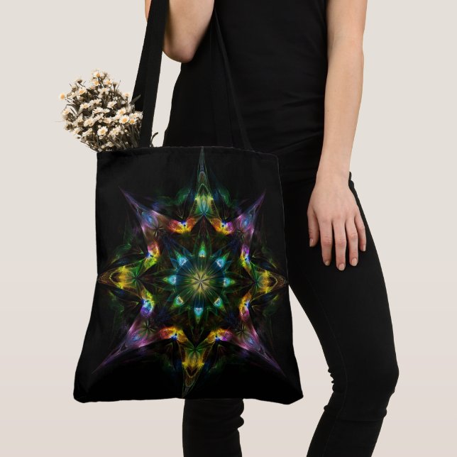 Tote Bag Feu d'étoile quantique - Géométrie sacrée Mandala  (De près)
