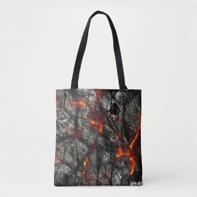 Tote Bag Feu rouge, pierre noire fantastique texture abstra (Devant)