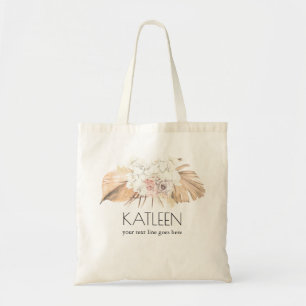 Tote Bag Feuillage de fleurs tropicales et feuilles de palm