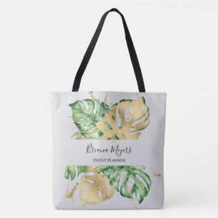 Tote Bag Feuillage de palmier vert doré tropical