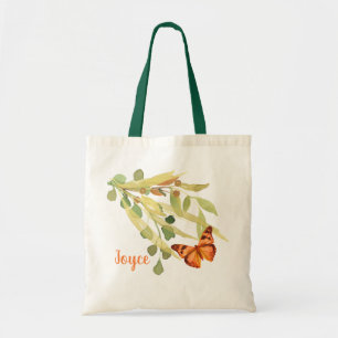 Tote Bag Feuillage doré avec papillon orange